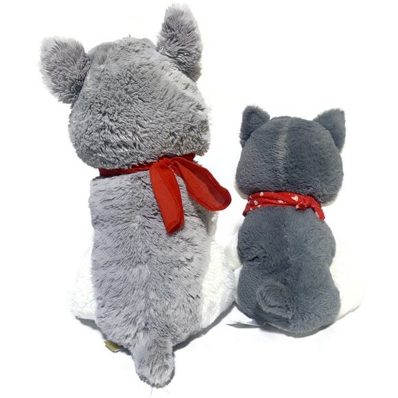 Husky Dog Plush Stuffed Animal Lot of Two Gray and White 16 and 12 Inches Tall - Picture 8 of 10